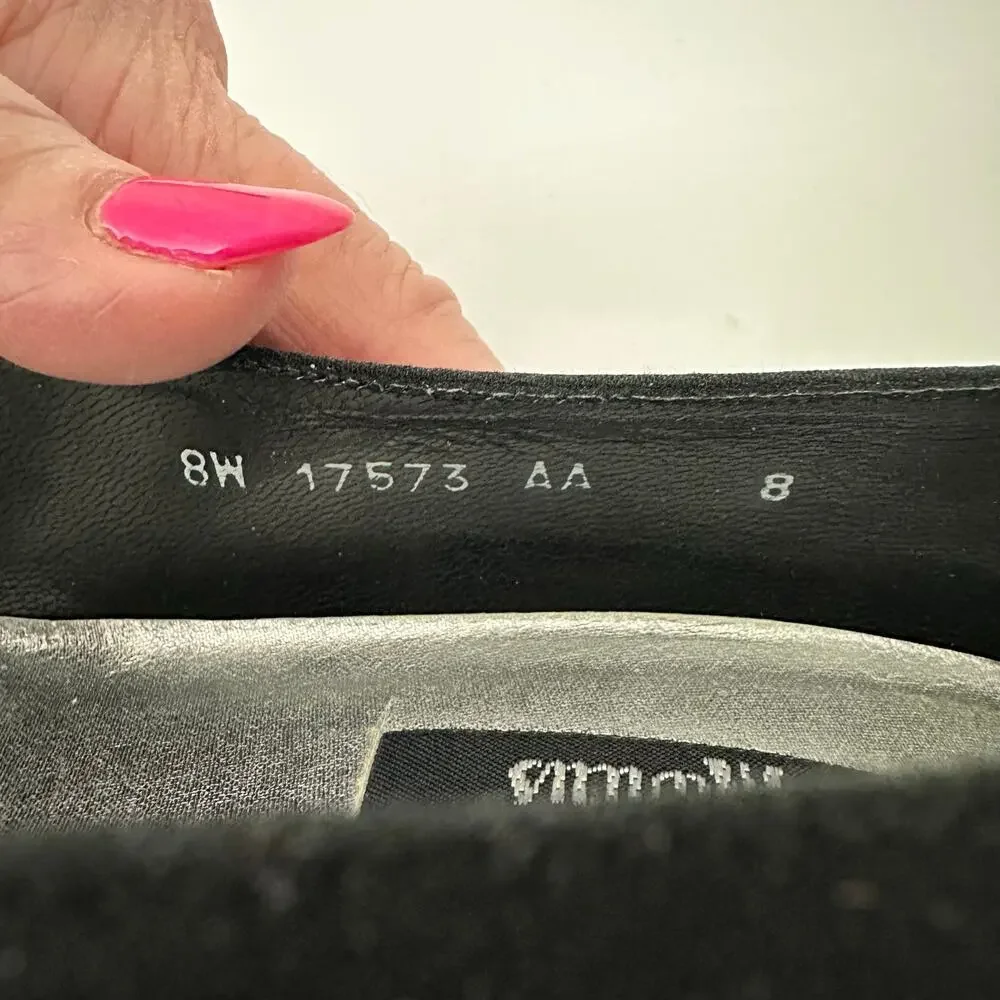 Vintage 80s/90s Stuart Weitzman for Neiman Marcus Black Satin Rhinestone Heels 8